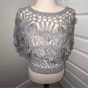 Nicole Sabbattini Crochet Open Knit Pull Over Sweater Top